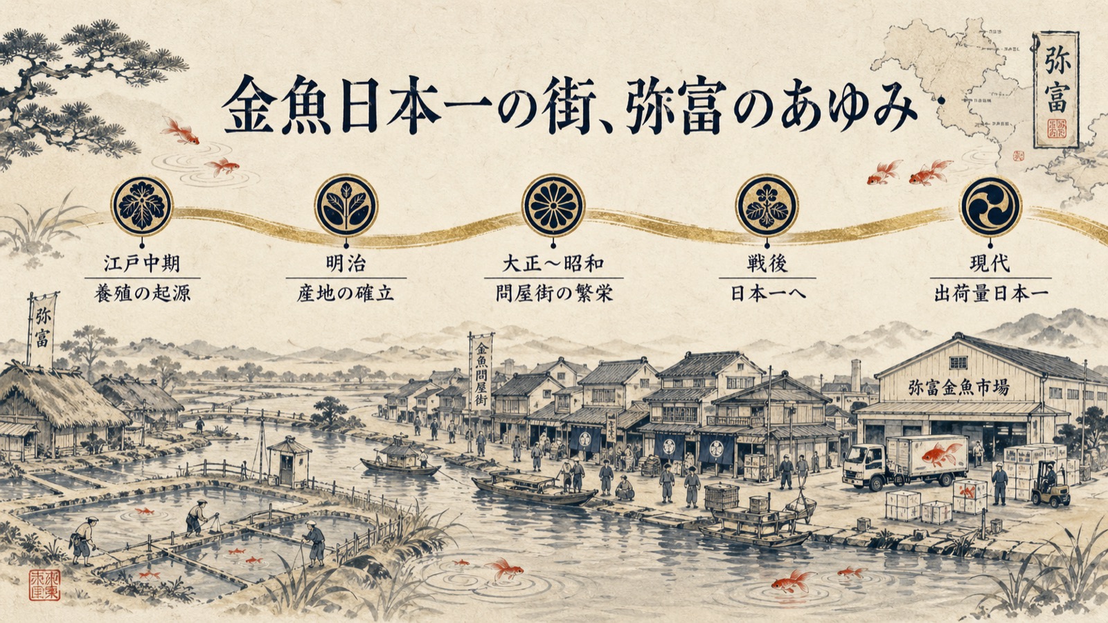 弥富市 金魚産業の年表 幕末から現代まで